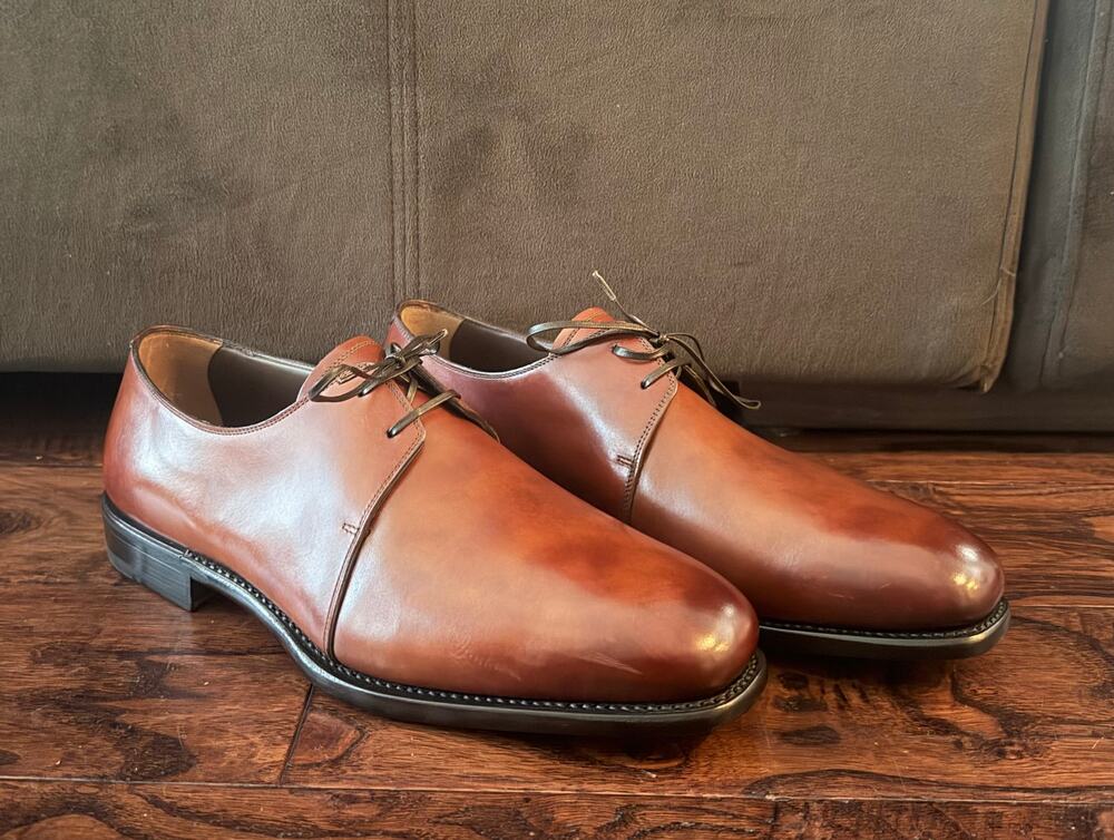 $1,295 Salvatore Ferragamo Napoli Brown Leather Derby Dress Shoes US 8.5 EEE NIB